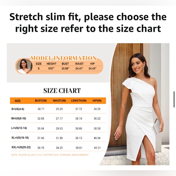 Gentlewarm Women’s One Shoulder Ruffled Ruched Slit Bodycon Fomal Midi Dress - Picture 5 of 8